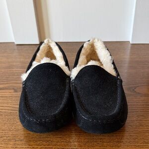 UGG Kids Black Slippers with Cream Interior